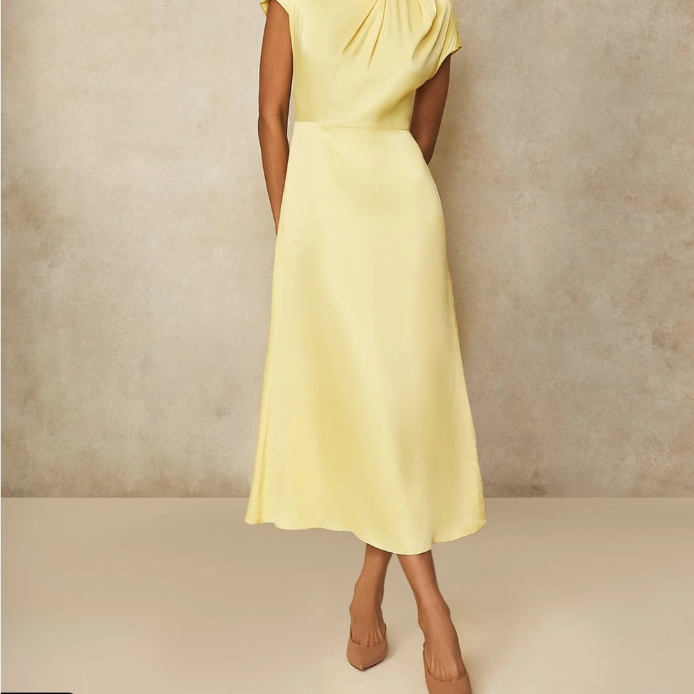 PEARL by Lela Rose Butter Yellow Satin Crepe Midi